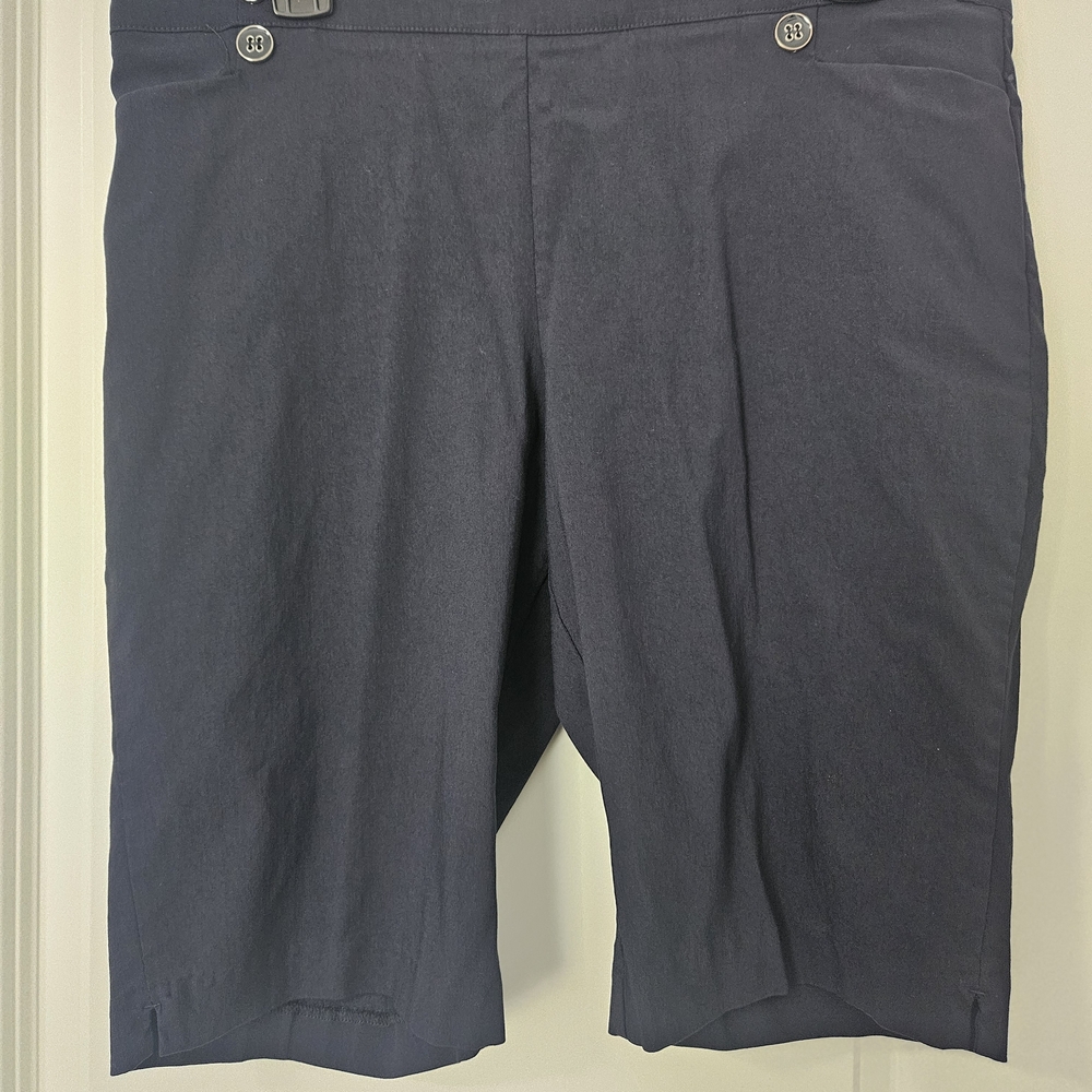 Navy Blue Button-detail Shorts